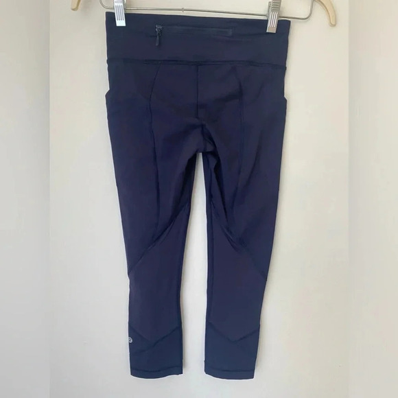 Lululemon Leggings Women’s 4 Pace Rival Crop “22 Midnight Navy - Picture 7 of 12
